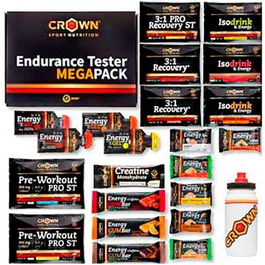 Crown Sport Nutrition Pack Endurance Tester 3.0 con Bidón Variado Degustación Resistencia