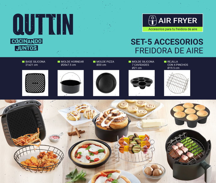 Inde Set de Accesorios para Freidora de Aire Quttin de 6 Unidades Inde Set de Accesorios para Freidora de Aire Quttin de 6 Unidades