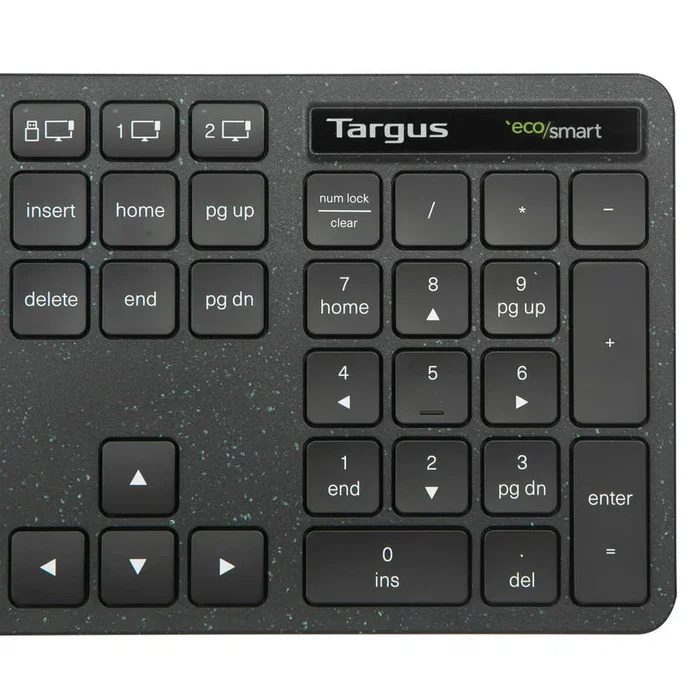 Targus AKB873FR Teclado Inalámbrico Bluetooth 5.0 y 2.4 GHz Full Size con Teclado Numérico, Diseño AZERTY Francés, Negro, Antimicrobiano, Universal para PC/Mac/Tablet