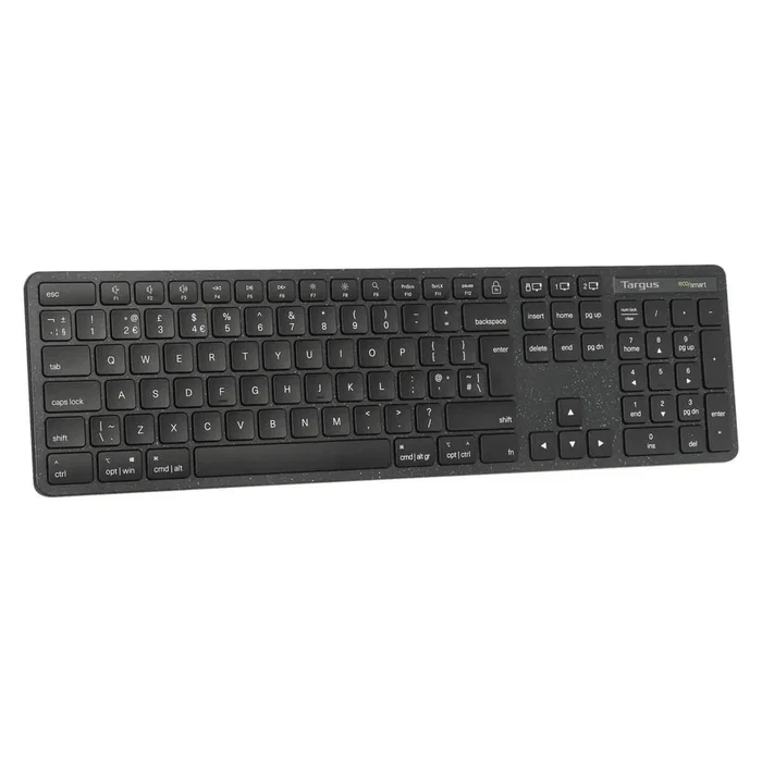 Targus AKB873FR Teclado Inalámbrico Bluetooth 5.0 y 2.4 GHz Full Size con Teclado Numérico, Diseño AZERTY Francés, Negro, Antimicrobiano, Universal para PC/Mac/Tablet