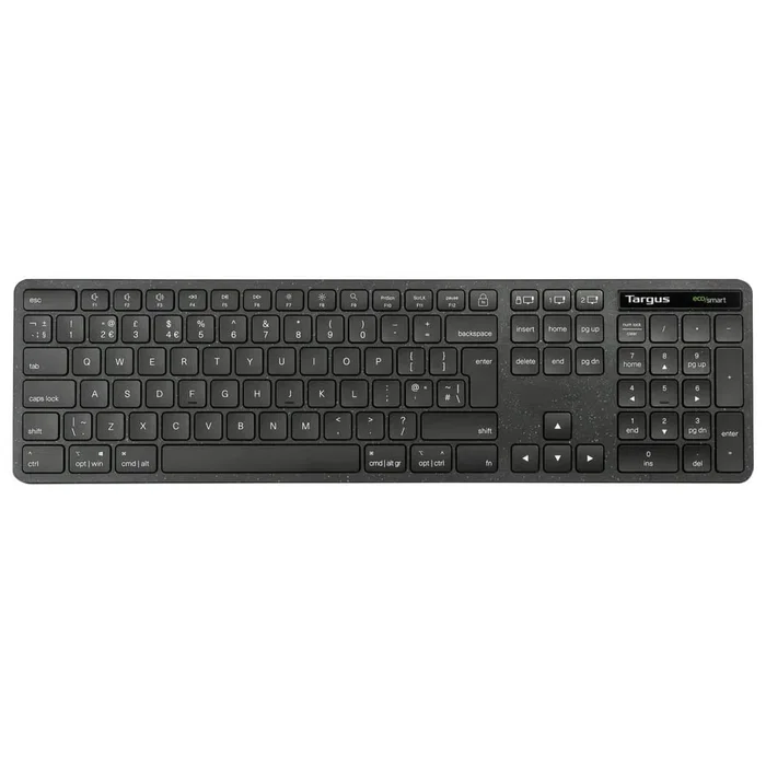 Targus AKB873FR Teclado Inalámbrico Bluetooth 5.0 y 2.4 GHz Full Size con Teclado Numérico, Diseño AZERTY Francés, Negro, Antimicrobiano, Universal para PC/Mac/Tablet