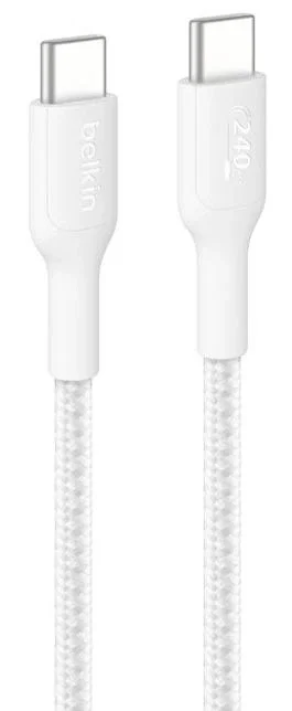 Belkin BoostCharge Pro Cable USB-C a USB-C Trenzado 240W 1m Blanco Belkin BoostCharge Pro Cable USB-C a USB-C Trenzado 240W 1m Blanco
