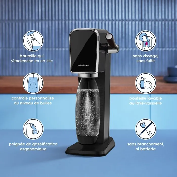 SodaStream Art Negro con Sistema Quick Connect y Botella de 1L SodaStream Art Negro con Sistema Quick Connect y Botella de 1L
