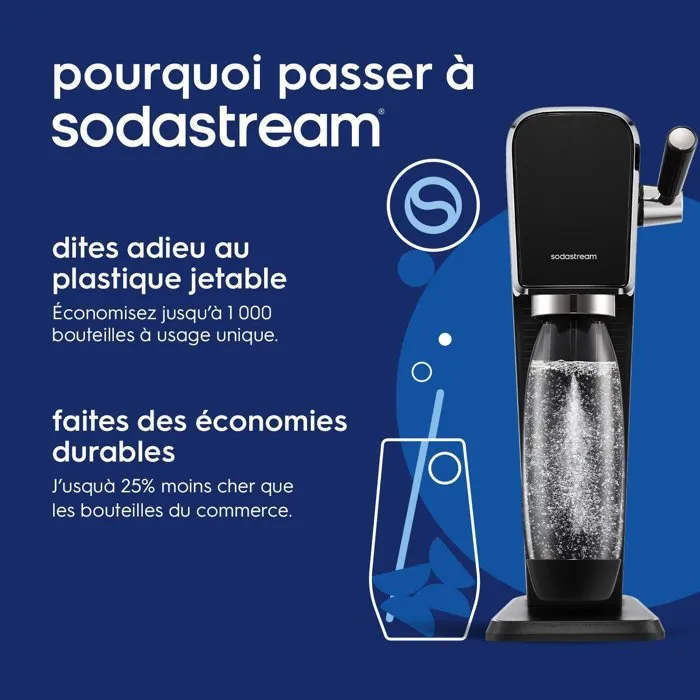 SodaStream Art Negro con Sistema Quick Connect y Botella de 1L SodaStream Art Negro con Sistema Quick Connect y Botella de 1L