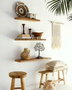DKD Home Decor Estanteria Pared Indonesia 1c24 Natural Teca 60 x 25 x 4 cm (2 Unidades)