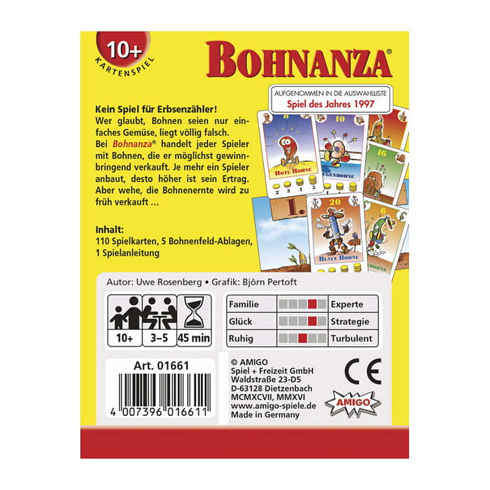 AMIGO Juego de Cartas Bohnanza 01661, Multigénero para 3 a 5 Jugadores, a Partir de 10 Años, 45 Minutos