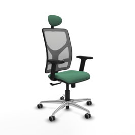 PIQUERAS Y CRESPO Silla de oficina Motilla con mecanismo Sincro, Verde esmeralda y Gris