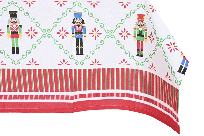 DKD Home Decor Mantel Navidad Moderna 150 x 150 cm Set de 5 Rojo Verde Cascanueces Polyester