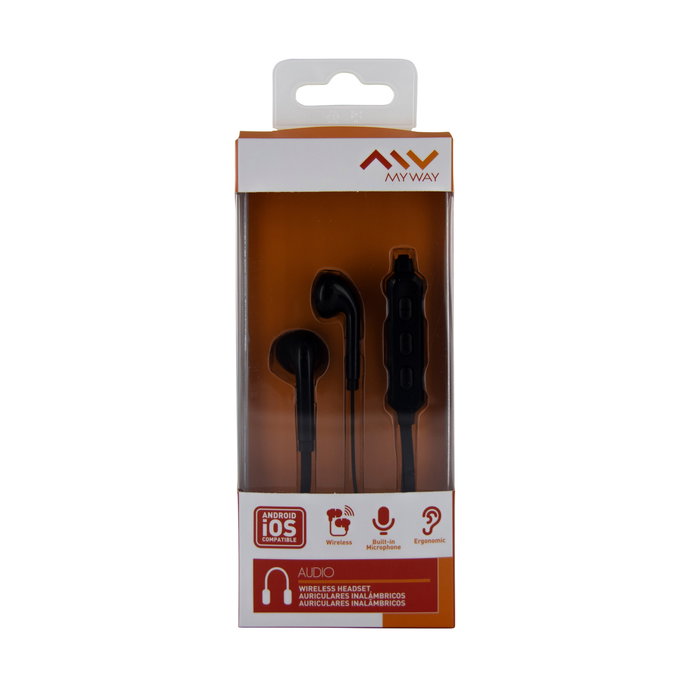 Myway MWHPH0022 Auriculares Inalámbricos Tipo Collar con Sonido HD, Micrófono y 5h Autonomía - Negro