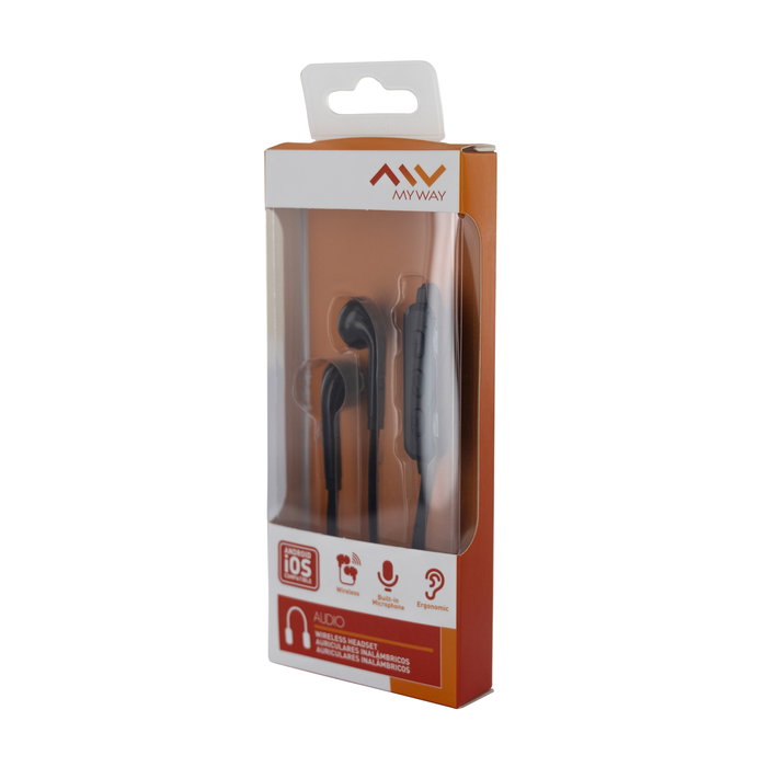 Myway MWHPH0022 Auriculares Inalámbricos Tipo Collar con Sonido HD, Micrófono y 5h Autonomía - Negro