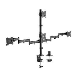 Aisens DT27TSR-379 Soporte de Mesa Giratorio e Inclinable para 4 Monitores o TV de 13" a 27", Negro, hasta 8kg por Brazo, VESA 100x100 mm
