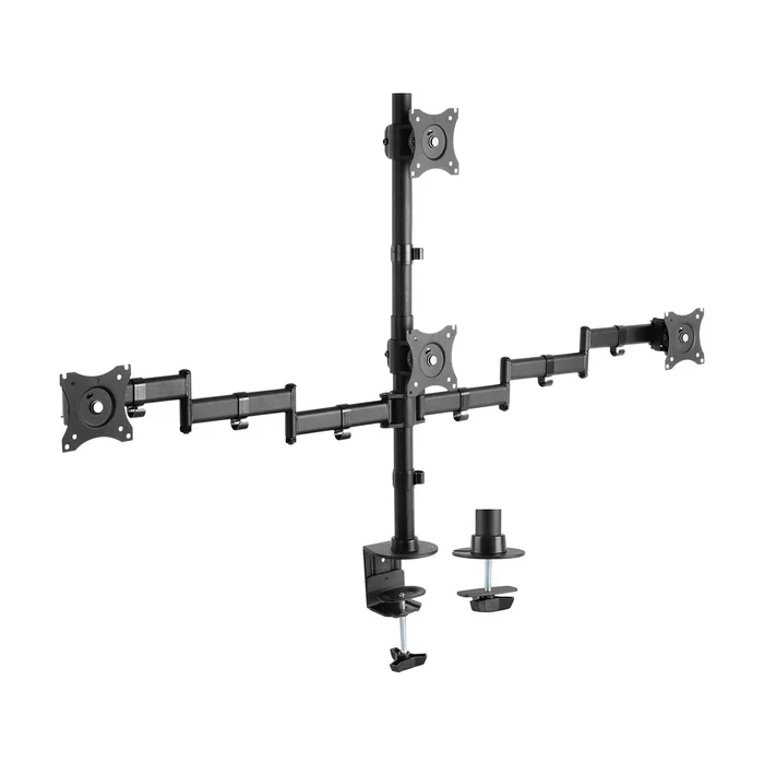 Aisens DT27TSR-379 Soporte de Mesa Giratorio e Inclinable para 4 Monitores o TV de 13" a 27", Negro, hasta 8kg por Brazo, VESA 100x100 mm Aisens DT27TSR-379 Soporte de Mesa Giratorio e Inclinable para 4 Monitores o TV de 13" a 27", Negro, hasta 8kg por Brazo, VESA 100x100 mm