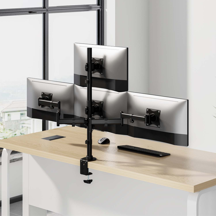 Aisens Soporte de Mesa para 4 Monitores y TV DT27TSR-379, Negro