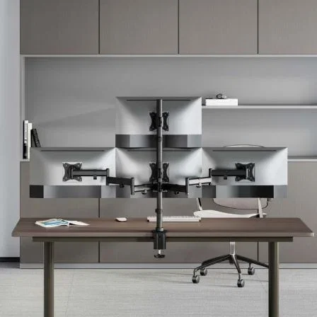 Aisens Soporte de Mesa para 4 Monitores y TV DT27TSR-379 Giratorio Inclinable hasta 8kg por Brazo Negro