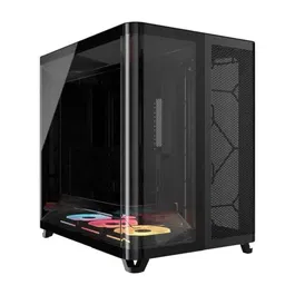 Corsair CORSAIR AIR 5400 LX-R LINK Caja de PC Semitorre Negra con Vidrio Templado y Ventiladores RGB de Rotor Invertido