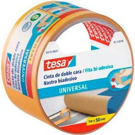 Tesa Cinta Adhesiva Doble Cara Universal Permanente 50 mm X 25 M Para Fijar Moquetas, Alfombras, Manualidades y Decoración