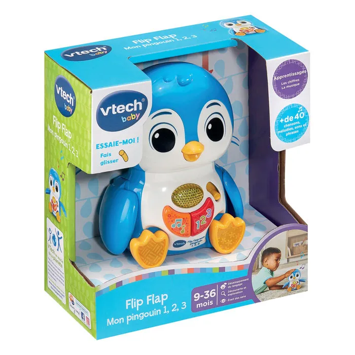 VTech Baby Flip Flap Mi Pingüino 1, 2, 3 - Azul
