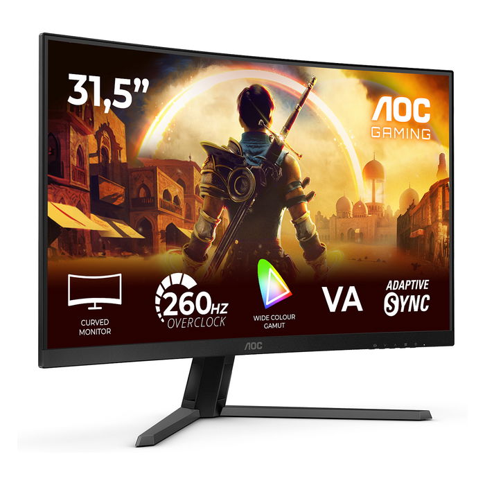 AOC C32G42ZE Monitor Gaming Curvo 31.5 Pulgadas 80 cm Full HD 1920x1080, 260 Hz, 4 ms, HDR10, AMD FreeSync Premium, VA, Negro y Rojo