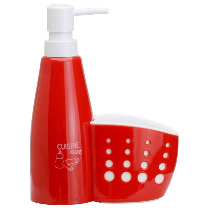 Je cherche une Idee Dispensador con Portaestropajo Integrado Plástico Colores Surtidos Medida h.20,5 cm