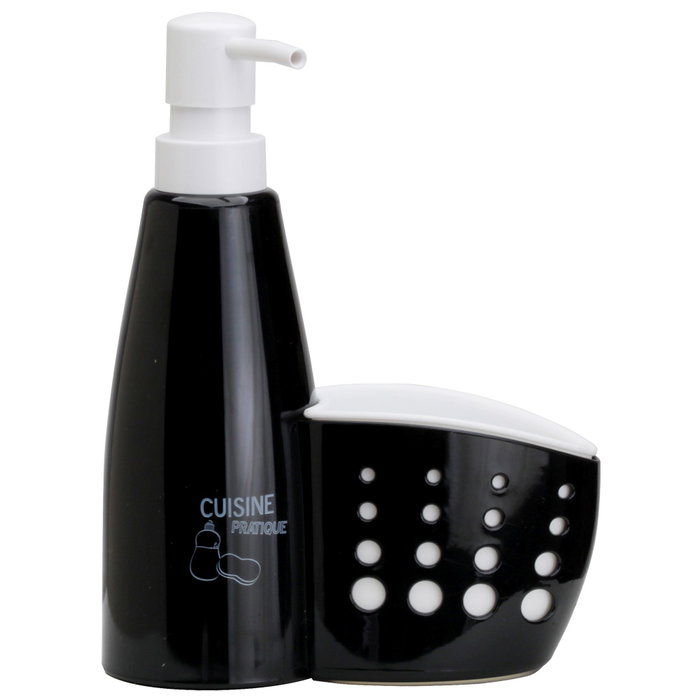 Je cherche une Idee Dispensador con Portaestropajo Integrado Plástico Colores Surtidos Medida h.20,5 cm