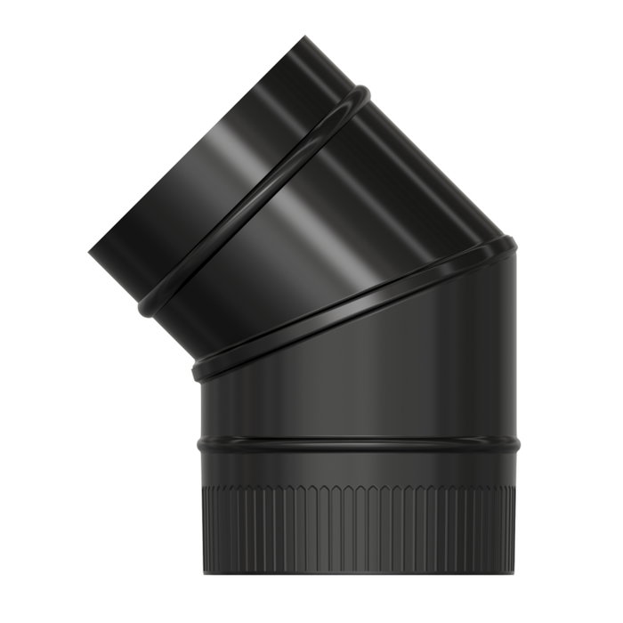 WOLFPACK LINEA PROFESIONAL Codo Estufa Liso Vitrificado Negro 45º Ø 150 mm WOLFPACK LINEA PROFESIONAL Codo Estufa Liso Vitrificado Negro 45º Ø 150 mm