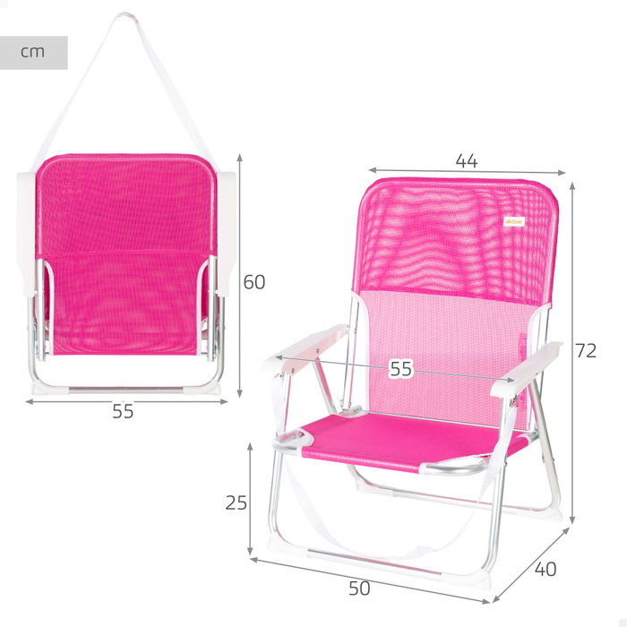 AKTIVE Silla Plegable de Aluminio FIJA 44X