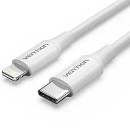Vention Lajwf Cable USB 2.0 Tipo-C Macho a Lightning Macho, carga rápida hasta 27W, transferencia 480Mbps, 1 metro, blanco