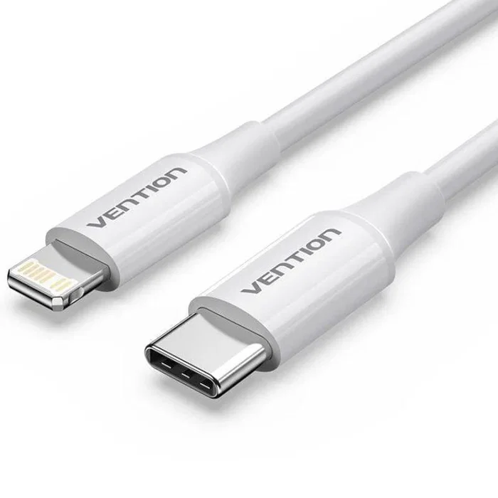 Vention Lajwf Cable USB 2.0 Tipo-C Macho a Lightning Macho, carga rápida hasta 27W, transferencia 480Mbps, 1 metro, blanco