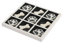 DKD Home Decor Set de 2 Juegos Tic Tac Toe Mascota en Resina Blanco y Negro de 20,5x20,5x1 cm