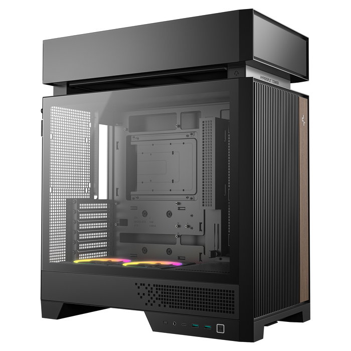 DeepCool CL660 Torre PC Gaming Mini-ITX/micro ATX/ATX Negra con Ventana de Vidrio Templado, Ventiladores RGB, Gestión de Cables y Panel Frontal USB-C
