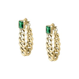 Chiara Ferragni Pendientes de Cadena Dorados con CZ Verde