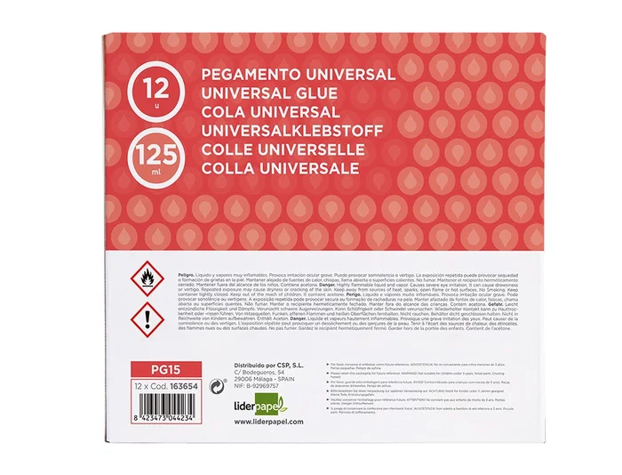 Liderpapel Pegamento Universal Transparente 125 ml para Manualidades y Bricolaje