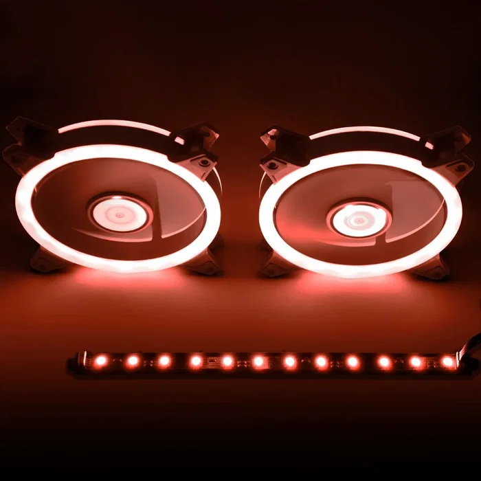 Talius Kit Siroko 2 Ventiladores Doble Aro RGB con Tira LED y Mando a Distancia