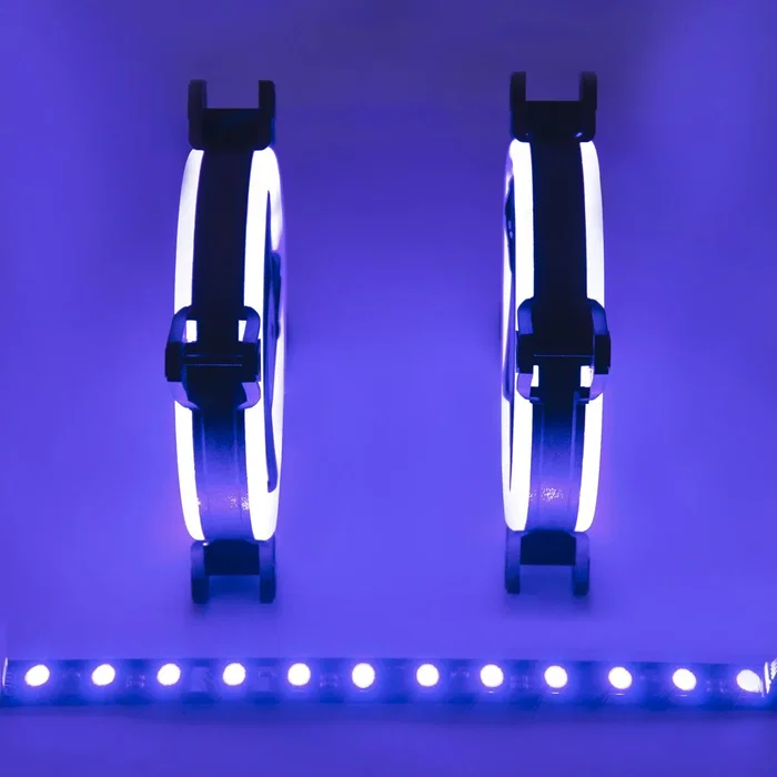 Talius Kit Siroko 2 Ventiladores Doble Aro RGB con Tira LED y Mando a Distancia