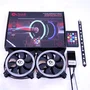 Talius Kit Siroko 2 Ventiladores Doble Aro RGB con Tira LED y Mando a Distancia