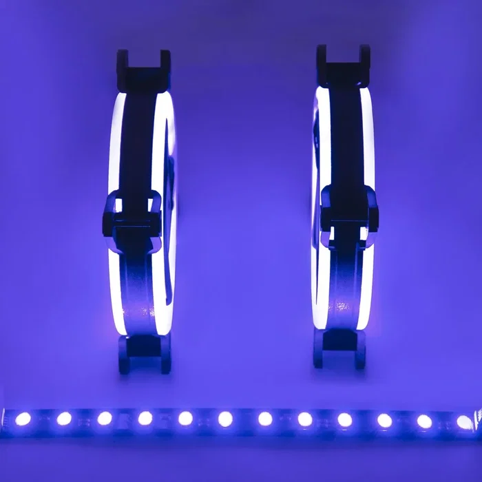 Talius Kit Siroko 2 Ventiladores Doble Aro RGB con Tira LED y Mando a Distancia