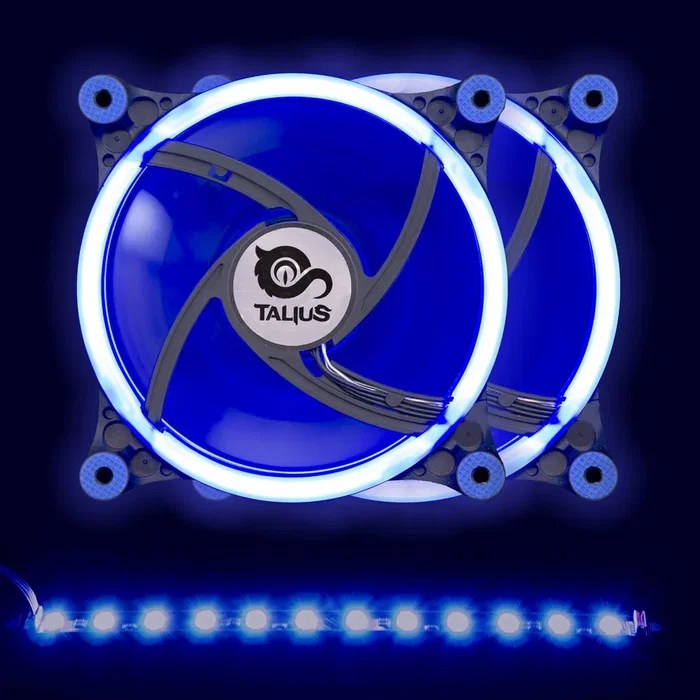 Talius Kit Siroko 2 Ventiladores Doble Aro RGB con Tira LED y Mando a Distancia