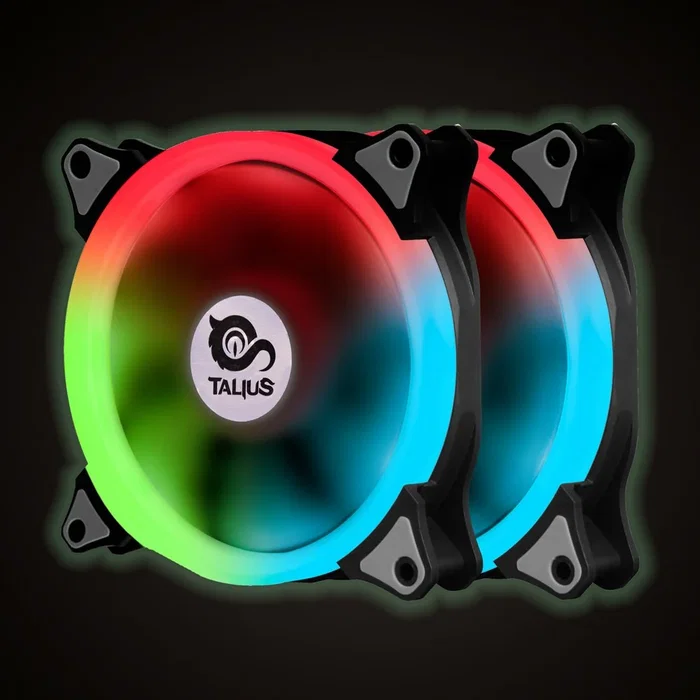 Talius Kit Siroko 2 Ventiladores Doble Aro RGB con Tira LED y Mando a Distancia
