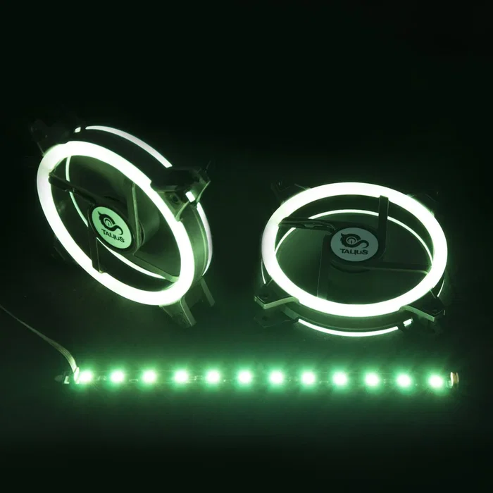 Talius Kit Siroko 2 Ventiladores Doble Aro RGB con Tira LED y Mando a Distancia