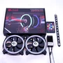 Talius Kit Siroko 2 Ventiladores Doble Aro RGB con Tira LED y Mando a Distancia