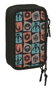 Safta Plumier Triple Estuche Escolar con 37 Piezas, Capacidad 12.5 x 19.5 x 5.5 cm, Para Material de Oficina y Papelería