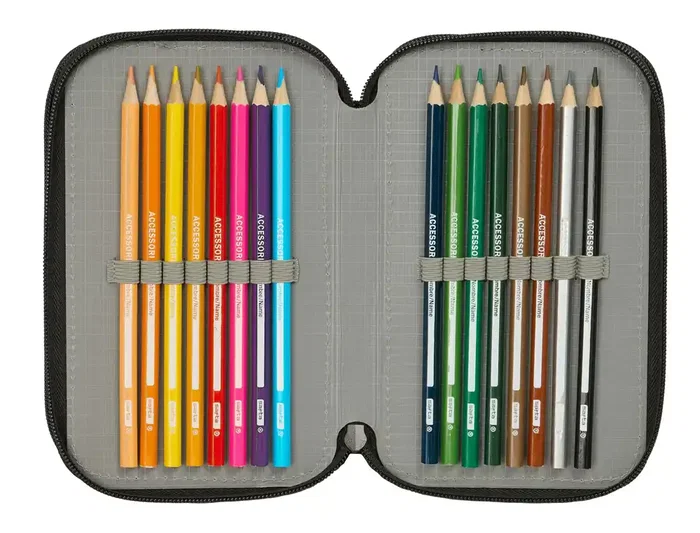 Safta Plumier Escolar Mandalorian & Grogu con Triple Cremallera, 37 Piezas y Dimensiones 195x125x55 mm
