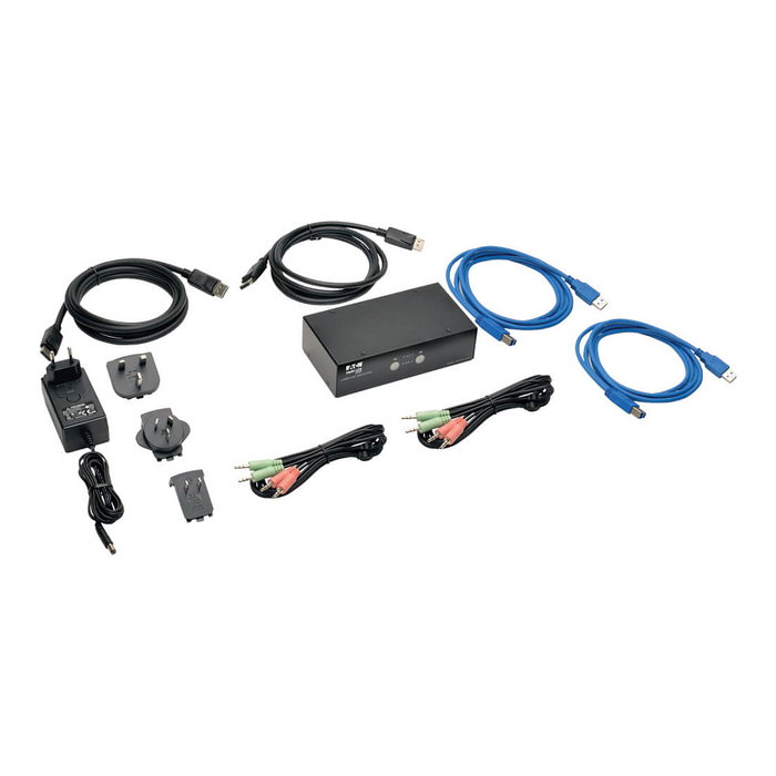 Tripp Lite B004-DPUA2-K Switch KVM DisplayPort con Audio y Hub USB 3.0 SuperSpeed - Negro