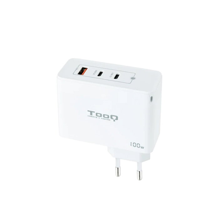 Tooq Cargador de Pared GaN 100W 2xUSB-C/PD + USB-A/QC Blanco Tooq Cargador de Pared GaN 100W 2xUSB-C/PD + USB-A/QC Blanco