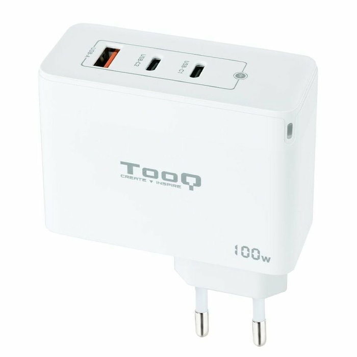 Tooq Cargador de Pared GaN 100W 2xUSB-C/PD + USB-A/QC Blanco Tooq Cargador de Pared GaN 100W 2xUSB-C/PD + USB-A/QC Blanco