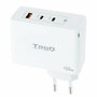Tooq Cargador de Pared GaN 100W 2xUSB-C/PD + USB-A/QC Blanco