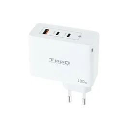 TooQ TQWC-GANQC2PD100W Cargador de Pared GaN 100W con 2 Puertos USB-C PD, 1 USB-A QC, Blanco - Universal