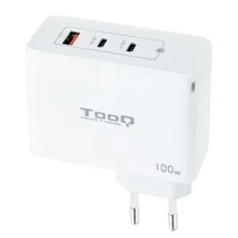TooQ TQWC-GANQC2PD100W Cargador de Pared GaN 100W con 2 Puertos USB-C PD, 1 USB-A QC, Blanco - Universal