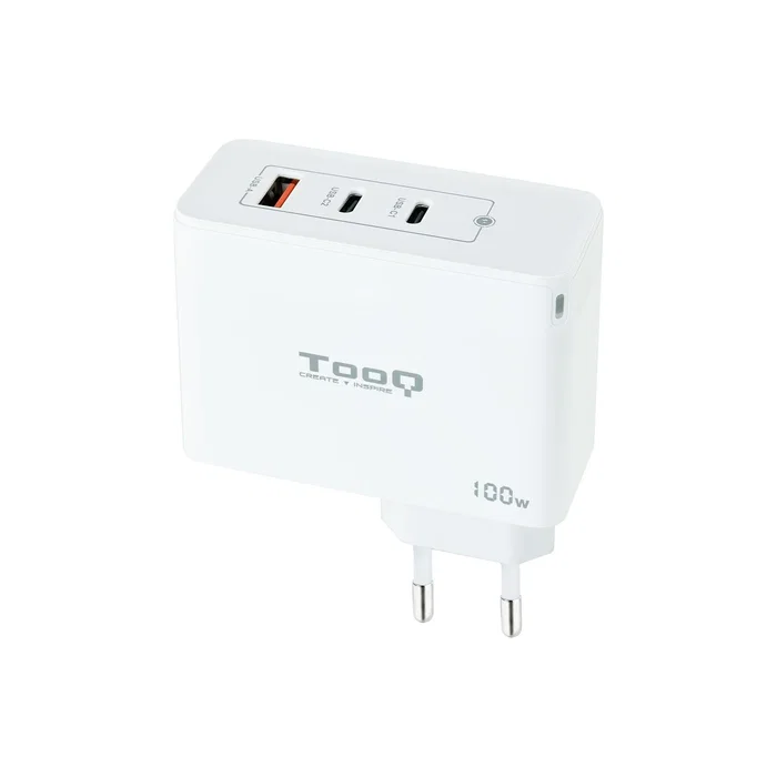 Tooq Cargador de Pared GaN 100W 2xUSB-C/PD + USB-A/QC Blanco Tooq Cargador de Pared GaN 100W 2xUSB-C/PD + USB-A/QC Blanco