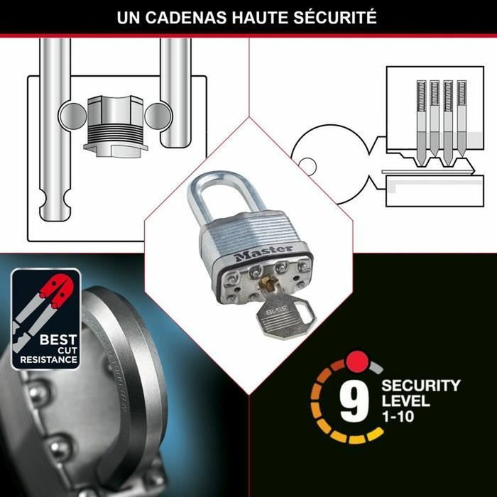 Master Lock Candado de Alta Seguridad M115EURTRILF con Llave, Paquete de 3